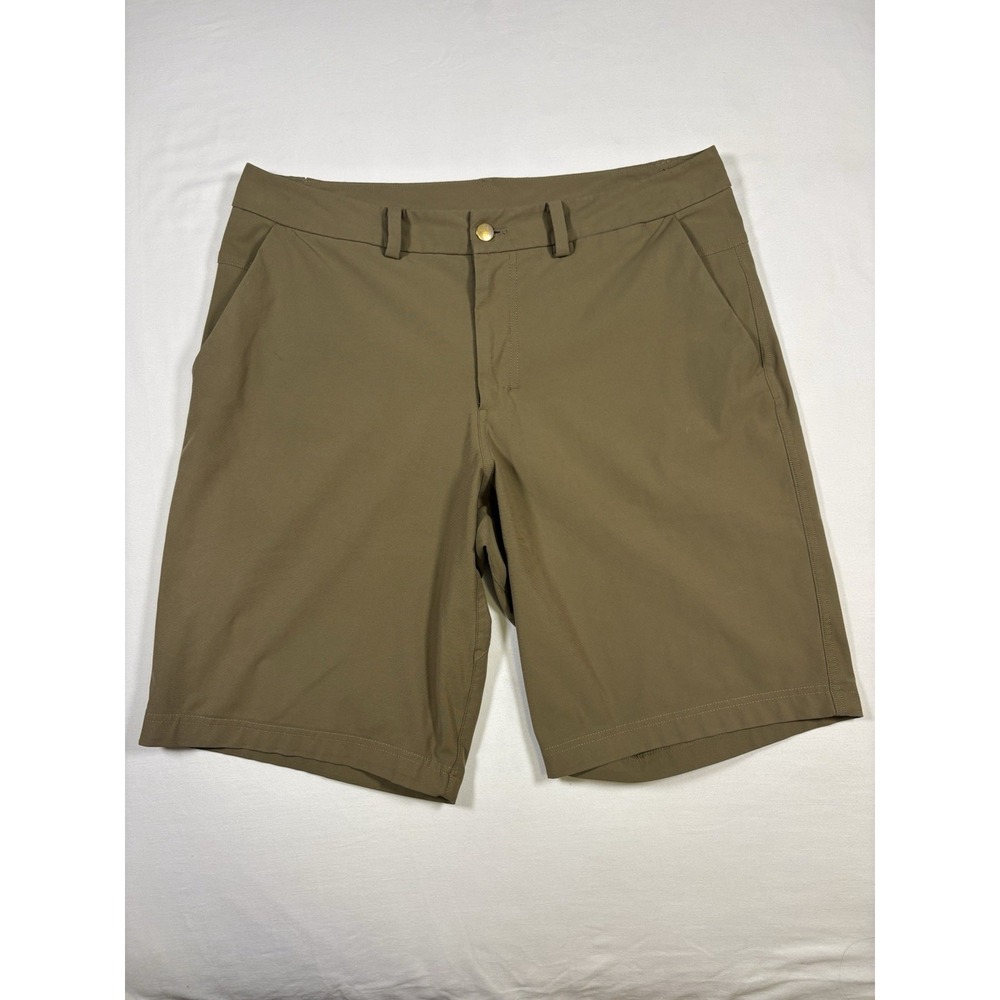 Lululemon Men Commission Classic Fit Warpstreme Shorts Size 34 7" Brown Chino